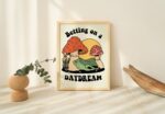 Retro Print Wall Decor, Aesthetic Poster Print, 70s Decor, Frog Mushroom Print, Cute Trendy Bedroom Decor, Positive Quote Artwork UNFRAMED - Image 6