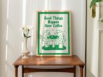 Retro Frog Coffee Print, Vintage Positivity Quote Illustration, Mushroom Toad, A3 A4 A2 Prints, Cute Quirky Print, Kitchen Wall Art UNFRAMED - Image 4