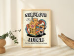 Retro Self Love Juice Print, Vintage Colorful Illustration, Cute Dorm Room Prints, Large Trendy Poster, Groovy 80s, Positive Quote, UNFRAMED