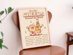 Retro Cheers Print, Beer Print Bar Poster, Beer Gift, Alcohol Bar Cart Sign, Large Wall Prints, Poster, Cheers Kitchen Print, UNFRAMED