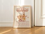 Retro Cheers Print, Beer Print Bar Poster, Beer Gift, Alcohol Bar Cart Sign, Large Wall Prints, Poster, Cheers Kitchen Print, UNFRAMED - Image 2