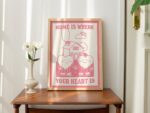 Home Wall Art, Line Art Positive Quote Wall Print, Cute Wall Decor, First Home Prints, Baby Pink Wall Poster, Burnt Orange, Green UNFRAMED - Image 5