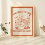 Kitchen Wall Print, Retro Fruits Illustration, Vintage Kettle 70s Poster, Food Wall Decor, Large Art Print, 30s 40s 50s Artwork, UNFRAMED