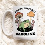 Custom Frog Coffee Mug, Hoppy Birthday Ceramic Cup, Frog Lover Gift, Bday Present, Personalized Happy Birthday Gift Idea, Cute Cottagecore
