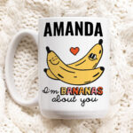 Customizable Name Mug, Large Coffee Cup, Funny Valentines Gift for him or her, Cute Bananas Mug, Custom Ceramic Mug, Large Mug, Gift idea
