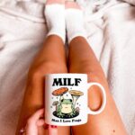 Couples Frog Coffee Mug, Man I love Frogs MILF DILF Cup, Frog Lover Girlfriend Boyfriend Gift Idea, Cottagecore Mushroom Mug, Funny Gift - Image 2