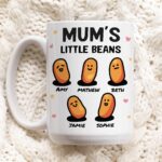 Custom Mum Gift, Personalised Coffee Mugs, Mum's Little Bean Cup, Funny Mug, Personalised Mother's Day Present Gift For Mum, Birthday Gift