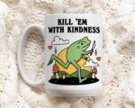 Kindness Quote Frog Mug, Positive Quote Ceramic Cup, Frog Lover Gift, Friend Teacher Gift Idea, Cottagecore Froggy Mug, Cute Novelty Gift