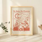 Retro Frog Wall Print, Vintage Mushroom Illustration, A3 A4 A2 Prints, Burnt Orange Poster, Positive Quote Wall Decor, Baby Pink, UNFRAMED