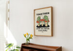 Personalized Couple Print, Custom Frog Illustration, Anniversary Engagement Valentines Gift Idea, Cute Wall decor, Retro Aesthetic, UNFRAMED - Image 3