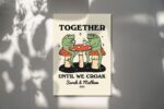 Personalized Couple Print, Custom Frog Illustration, Anniversary Engagement Valentines Gift Idea, Cute Wall decor, Retro Aesthetic, UNFRAMED - Image 6