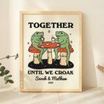 Personalized Couple Print, Custom Frog Illustration, Anniversary Engagement Valentines Gift Idea, Cute Wall decor, Retro Aesthetic, UNFRAMED