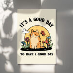 Cat Illustration Wall Print, Happiness Quote, Cute Kids Classroom Posters, Cottagecore Nursery Decor, Green Orange Animal Prints, UNFRAMED - Image 4