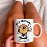 Retro Hey Sunshine Mug, Vintage Character Ceramic Cup, Positive Quote Mug, Friend Teacher Gift Idea, 70s 80s graphic Mug, Cute Novelty Gift - Image 2