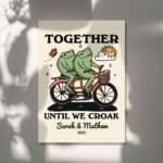 Personalized Couple Print, Custom Frog Illustration, Anniversary Engagement Valentines Gift Idea, Cute Wall decor, Retro Aesthetic, UNFRAMED - Image 3