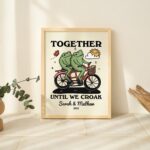 Personalized Couple Print, Custom Frog Illustration, Anniversary Engagement Valentines Gift Idea, Cute Wall decor, Retro Aesthetic, UNFRAMED
