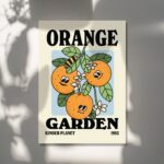 Retro Orange Garden poster, Botanical Print, Flower Market poster, Floral print, Retro Typography Art, Colorful Poster Prints, UNFRAMED - Image 2