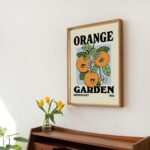Retro Orange Garden poster, Botanical Print, Flower Market poster, Floral print, Retro Typography Art, Colorful Poster Prints, UNFRAMED - Image 6