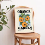 Retro Orange Garden poster, Botanical Print, Flower Market poster, Floral print, Retro Typography Art, Colorful Poster Prints, UNFRAMED - Image 3