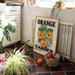 Retro Orange Garden poster, Botanical Print, Flower Market poster, Floral print, Retro Typography Art, Colorful Poster Prints, UNFRAMED - Image 4