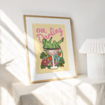 Retro Pinup Frog Wall Print, Oh Darling Quote, Vintage Style Burlesque Poster, Pink Cocktail Illustration, Trendy Wall Decor, UNFRAMED - Image 3