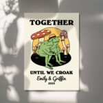Personalized Couple Print, Custom Frog Illustration, Anniversary Engagement Valentines Gift Idea, Cute Wall decor, Green Aesthetic, UNFRAMED - Image 3