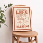 Retro Fruit Print, Blessing Affirmation Illustration, Market Wall Decor, Green Orange Prints, Gratitude Poster, Positive Quotes, UNFRAMED - Image 4