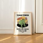 Personalized Couple Print, Custom Frog Illustration, Anniversary Engagement Valentines Gift Idea, Cute Wall decor, Green Aesthetic, UNFRAMED - Image 6