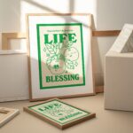 Retro Fruit Print, Blessing Affirmation Illustration, Market Wall Decor, Green Orange Prints, Gratitude Poster, Positive Quotes, UNFRAMED - Image 2