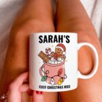 Custom Name Christmas Mug, Merry Xmas Cosy Cup, Cute Stocking Filler Gift, Gingerbread Gift Idea, Personalized Christmas Novelty Mugs - Image 2