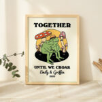 Personalized Couple Print, Custom Frog Illustration, Anniversary Engagement Valentines Gift Idea, Cute Wall decor, Green Aesthetic, UNFRAMED