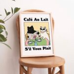 French Cafe Au lait Cat Print, Retro Drink Poster, Bistro Coffee Posters, Un Cafe Sil Vous Plait, Kitchen Decor, Unique Posters, UNFRAMED - Image 5