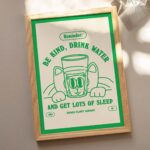 Retro Cat Water Print, Be Kind Drink Water Quote, Self Care Poster, Affirmation Prints, Vintage Style 70s Posters, Burnt Orange, UNFRAMED - Image 3
