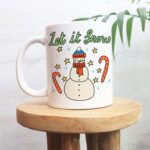 Christmas Snowman Mug, Retro Let it Snow Christmas Mug, Hot Chocolate Mug, Christmas Eve Box Filler, Boy Girl Xmas Secret Santa, Festive Cup - Image 2