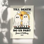 CUSTOM Romantic Ghosts Print, Personalized Wedding Illustration, Anniversary Engagement Valentines Gift, Til death do us part Quote UNFRAMED - Image 4