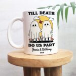 Custom Ghost Mug, Personalized Couples Wedding Cup, Gothic Wedding Gift, Cute Valentines Anniversary Gift Idea, Cottagecore Mushroom Gift - Image 4