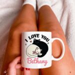 Custom Name Valentine Mug, I love you Valentines Cats Cup Personalized, Girlfriend Wife mug, Stocking Stuffer, Birthday present Cute Gift - Image 5