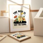 Happy Dog Cute Print, Retro Quote Poster, The best is yet to come, Golden retriever Dog Posters, Nursery Classroom Dorm Decor, UNFRAMED - Image 2