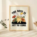 Happy Dog Cute Print, Retro Quote Poster, The best is yet to come, Golden retriever Dog Posters, Nursery Classroom Dorm Decor, UNFRAMED