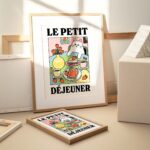 French Cafe Cat Print, Retro Drink Poster, Bistro Coffee Cake Posters, Le Petit Dejeuner Breakfast, Kitchen Decor, Unique Posters, UNFRAMED - Image 2