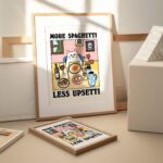 More Spaghetti Less Regretti Cat Print, Retro Diner Poster, Bistro Dining Pasta Posters, Italian Kitchen Prints Decor, Unique Art, UNFRAMED - Image 2