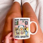 Spaghetti Cat Coffee Mug,Less Upsetti White Cat Mug, Italian Pasta Coffee Mug, Coffee Lover Gift Idea, Coffee Quote, Gift Mug, Kitchen decor - Image 5