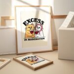 Drunk Cats Wine Print, Retro Drink Alcohol Poster, Cat Excess in Moderation Quote Posters, Unique Funny Prints, Kitchen Bar Decor, UNFRAMED - Image 2