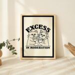 Drunk Cats Wine Print, Retro Drink Alcohol Poster, Cat Excess in Moderation Quote Posters, Unique Funny Prints, Kitchen Bar Decor, UNFRAMED - Image 6
