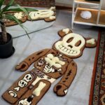 Tufted Bear Rug, Custom Bear Skeleton Rug, Pink Rug, Collectibles home decor, Unique Floor Art, Halloween gift, Christmas gift