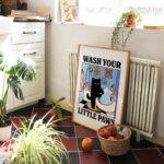 Wash your Paws Cat Print, Cute Bathroom Poster, Wash Room Childrens Washing up Posters, Kawaii Prints Decor, Unique Cats Art, UNFRAMED - Image 3