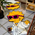 Tufted Cartoon 3D Rug, Cute Rug, Cartoon Girl Rug, Handmade floor art, White Tufted Rug, Fluffy Rug, Gift for her