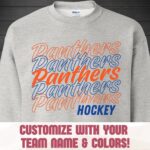 Custom Hockey Sweatshirt Personalized Team Name Shirt for Hockey Mom Gameday Crewneck for Hockey Dad Matching School Team Mascot Sweater