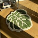 Handcrafted Monstera Leaf Rug: Green Plant Lover Gift (22”) - Image 7