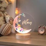 Custom Name nursery Night Light, Personalized night light with Moon & stars, Nursery Gift for Newborn, 1st Birthday Gift, Kids room lamp